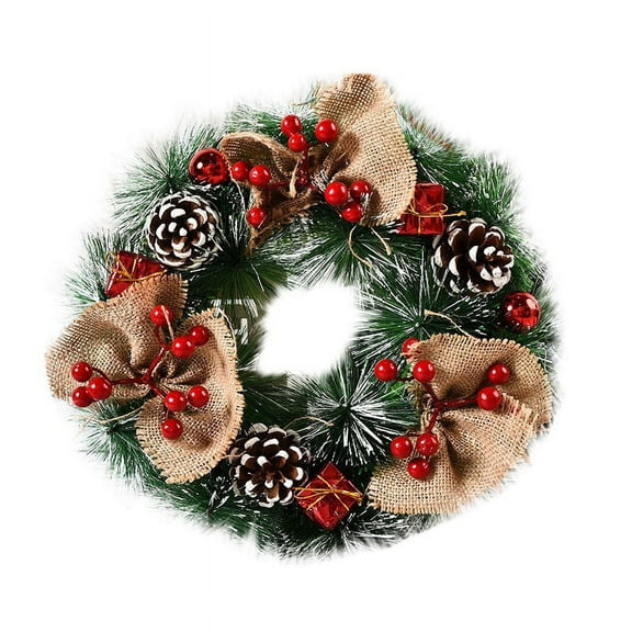 kjfeif 12.64” Christmas Wreath Berry Wreath Handmade Floral Front Door Rustic Wreath Flocked with Mixed Decorations Christmas Decorations