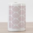 thumbnail image 3 of Damask Ceramic Toothbrush Holder, Damask Pattern Royal Motif Pink Floral Design Victorian Fashioned Print, Decorative Versatile Countertop for Bathroom, 4.5" X 2.7", White Pink, by Ambesonne, 3 of 4