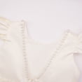 thumbnail image 4 of Uhnice Flower Girl Pearl Dress Flutter Sleeve V-Back Satin Dress with Bowknot for Wedding Birthday Party (Ivory, 120/5-6 Years), 4 of 7