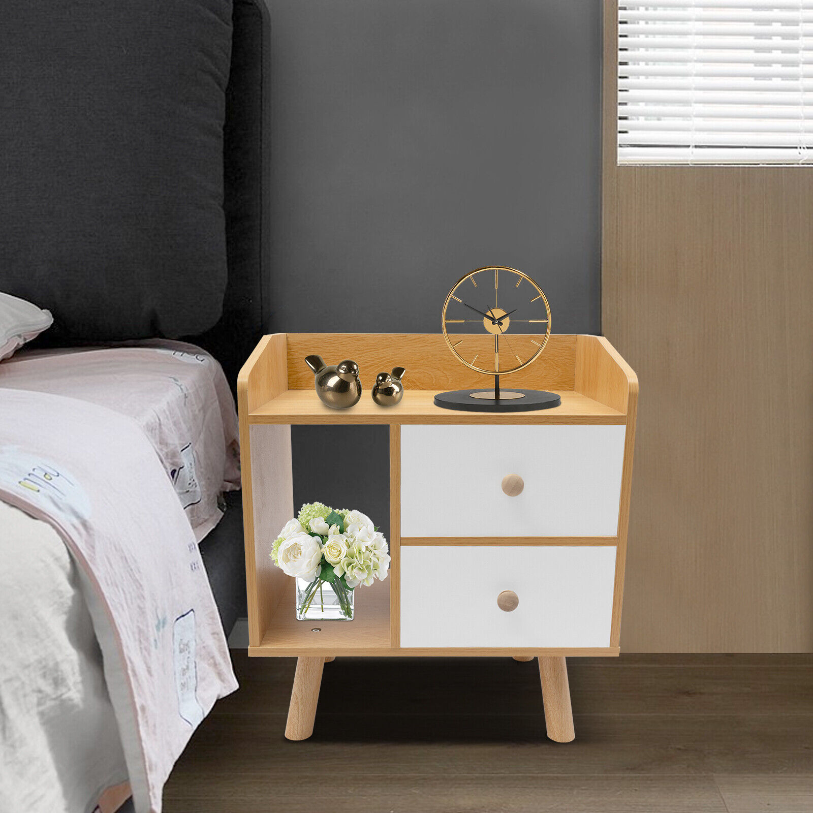 Maple Color Bedside Table W/ Drawer Bedside Table End Tables Living