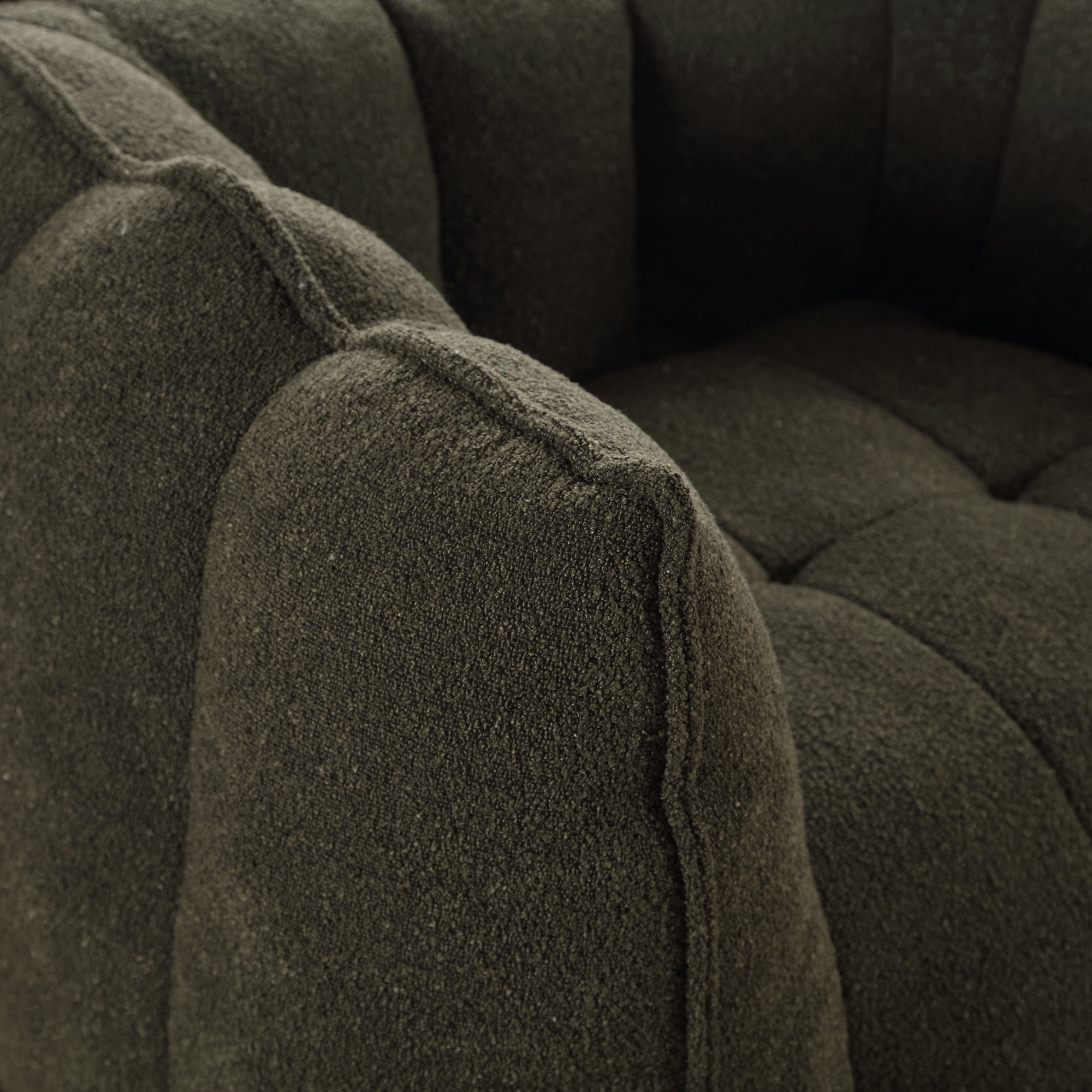 Bean Bag Chair with Footstool, Soft Lightweight Filled Bean Bag Sofa Chair with High Resilient Foam, Chenille Adult Bean Bag Chair with Armrests for Adults to Game, Read, Watch TV, Olive Green