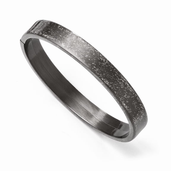 9mm Sterling Silver Ruthenium-plated Flexible Bangle Bracelet - 14.0 Grams