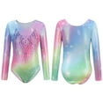 thumbnail image 3 of Gymnastics Leotards for Girls Sparkle Colorful Long Sleeve Dance Outfits for Kids 5-12 Years, 3 of 6