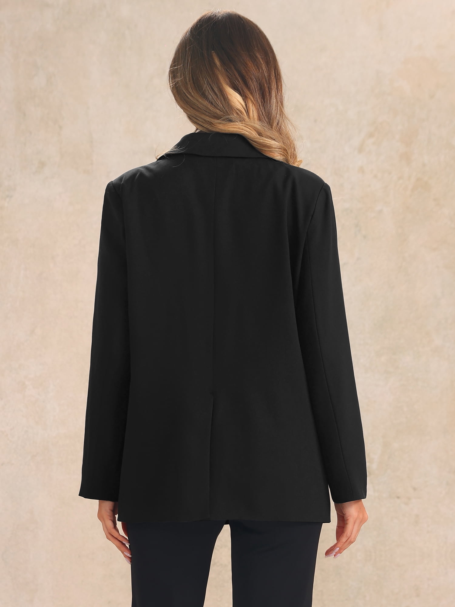 DARING DIVA Women's Long Sleeve Lapel Jackets Blazer with Pockets S Black