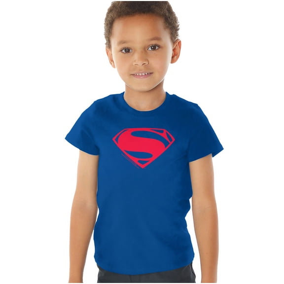 Justice League Movie Superman Solid Color Kids T Shirt (3) for Youth Toddler Boys and Girls, Royal Blue
