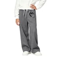 thumbnail image 5 of DJDLJWCJ Teen Girls Wide Leg Sweatpants Winter Warm Elastic Waist Drawstring Baggy Pants Side Pocket Athletic Pants Dark Gray Size 14, 5 of 7