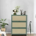 thumbnail image 2 of 7-Tier Freestanding Shoe Cabinet,Bamboo Composite,3 Fold-Doors,Plastic Handles,Sturdy Build,31.5x12.6x41.7in,for Home Storage, 2 of 21