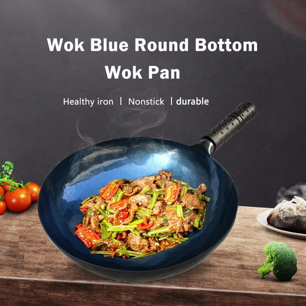 Iron Wok And Stir Fry Pans Non stick Round Bottom Wok Pan No - Temu