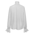 thumbnail image 3 of Hpapadks Casual Shirts for Men Gothic Lace Stand Collar Long Sleeve Fold Blouse Solid Button Down Mens Dress Shirts White L, 3 of 4