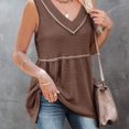 thumbnail image 2 of Camiseta sin mangas con cuello en V para mujer, informal, con dobladillo suelto, transpirable, para verano, sin mangas, 2 of 6