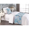thumbnail image 2 of Feathers Print Bed Runner Set, Modern Simple Design Pastel Pattern with Bohemian Ornaments, Decorative Bedding Scarf & a Pillow Sham for Hotels Homes, Twin, Pale Azure Blue Champagne, by Ambesonne, 2 of 3