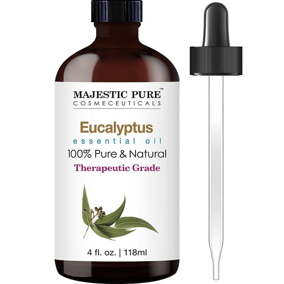 MAJESTIC PURE Eucalyptus Essential Oil | 100% Pure and Natural Eucalyptus Oil | Premium Grade Essential Oils for Hair Care, Home Diffusers, Skin, Aromatherapy, Massage and Humidifiers | 4 Fl Oz