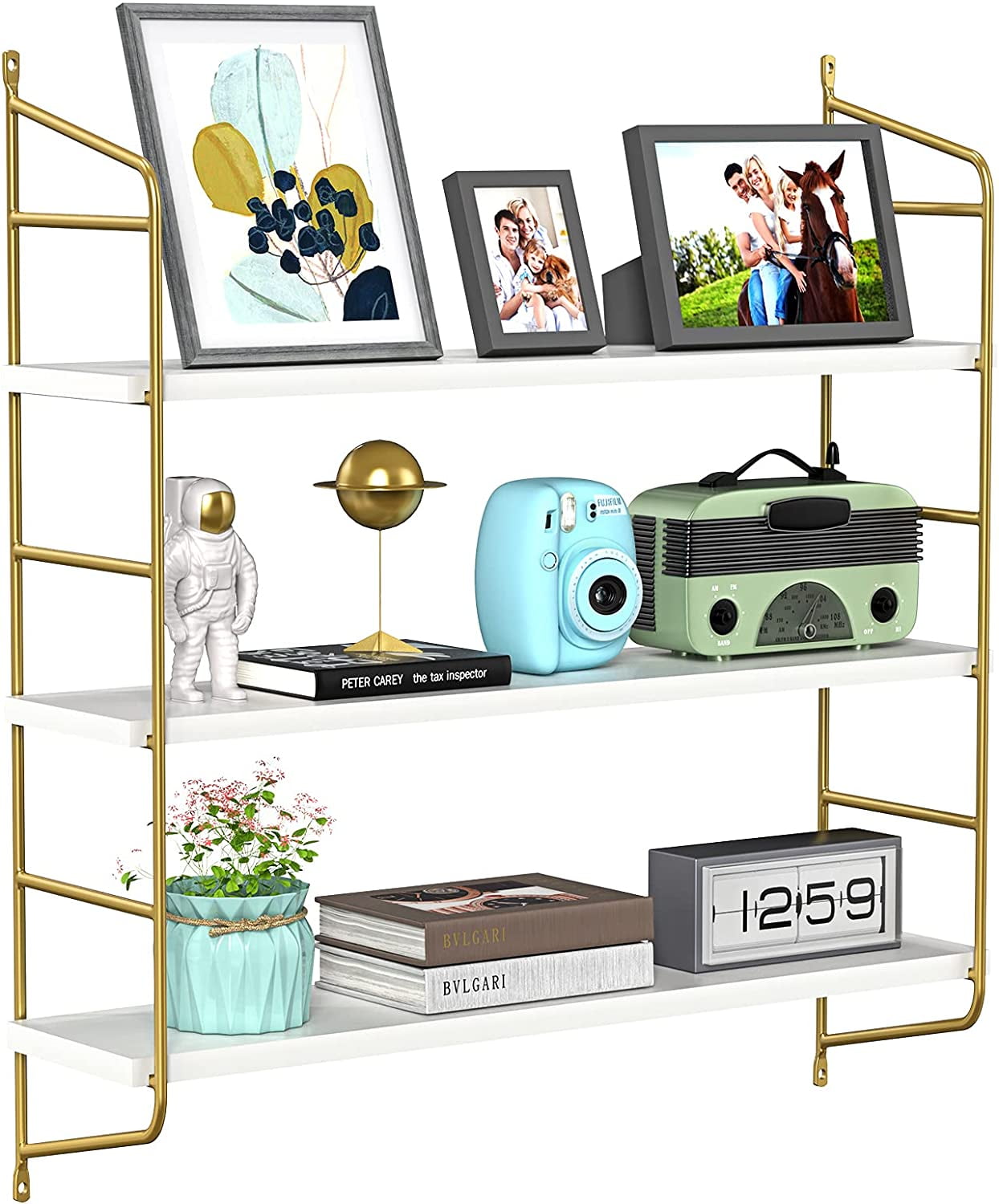 Myfurnideal Floating Shelf Adjustable Wall Mounted Shelves with 3 Panels for Living Room