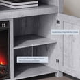 thumbnail image 3 of BELLEZE Barn Door Wood Electric Fireplace TV Stand for TVs up to 65 Inches Open Shelves and Cabinets Media Entertainment Center Console Table - Corin (Light Gray), 3 of 6