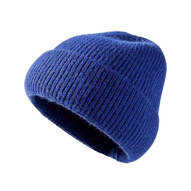 Blue Mens Warm Knitted Hat With Thick Velvet Versatile Ear Protection No Brims For Outdoor Use In Blue Adjustable Size Comfortable And Warm For Winter Activities