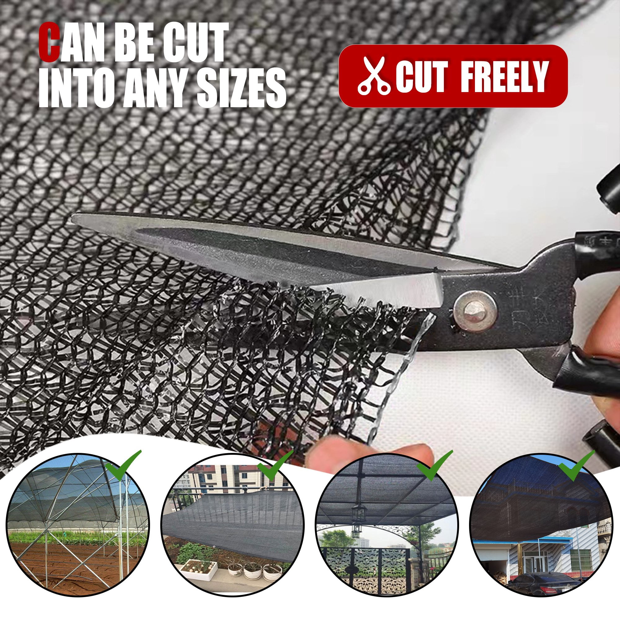 40% Sun-Block Shade Cloth Net Mesh Shade for Garden Patio&Plants, 10x50ft Black