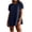 Navy, variant on Timegard Summer Top for Women Round Neck Short Sleeve Travel Casual Solid Color Mid Long Top with Pockets