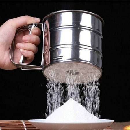 

Relax love Flour Sifter Stainless Steel Handheld Flour Sifter Baking Sieve Cup with Hand Press Design Fine Mesh Sieve for Flour Powdered Sugar Baking Powder