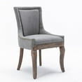 thumbnail image 3 of IVV Set of 2 Linen Tufted Dining Chairs with Nailhead Trim, Farmhouse Upholstered Armless Chairs with Solid Wood Legs, Gray, 3 of 10