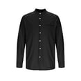 thumbnail image 4 of YYDGH Men's Dress Shirts Long Sleeve Button Down Shirts Banded Collar Stretch Wrinkle Free Shirts Black 3XL, 4 of 5