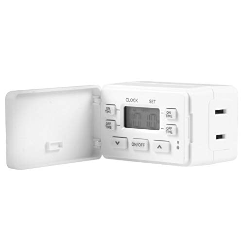 UltraPro, cloth polarized, 2 personal ON/OFF options, 24-hour cycle - 49790 Indoor Plug-in Digital Fashion Timer, 1 Outlet-Override Fabric Door Button