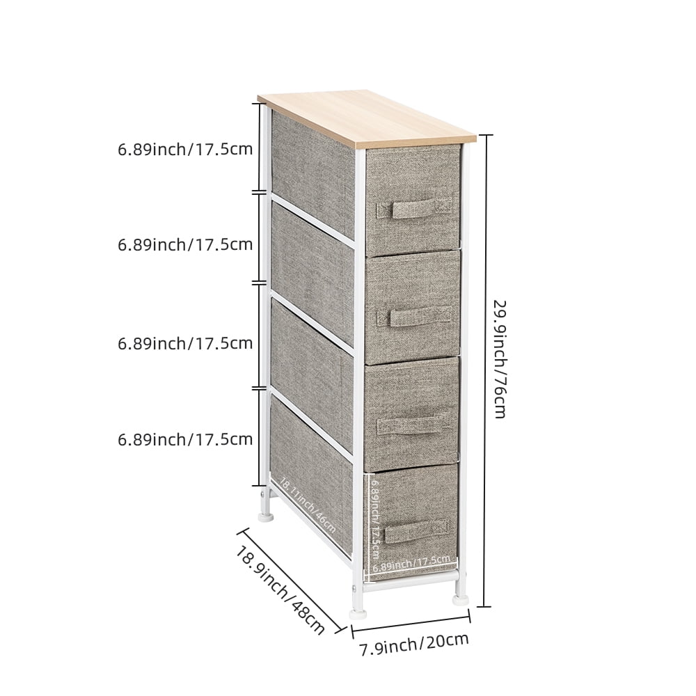 Slim Storage Tower Vertical Storage Unit With 4 Fabric Drawers