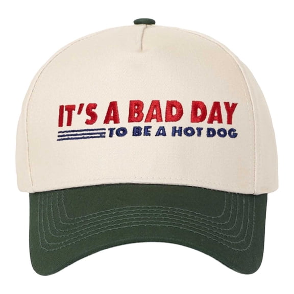 Bibifish Mens Two Tone Baseball Cap "It'S A Bad Day To Be A Hot Dog" Embroidered Print Black And White Adjustable Funny Daily Hats
