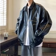thumbnail image 4 of Ropa informal de cuero para hombre, de moda, elegante, con cremallera, con solapa, a la moda, para otoño, 4 of 4
