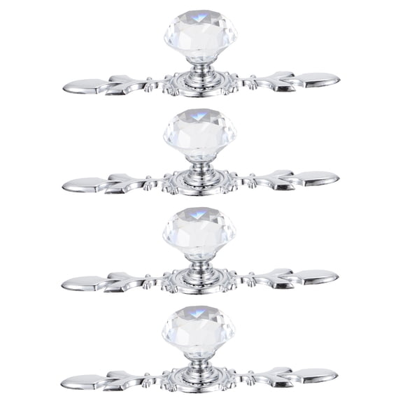4Pcs Crystal Door Knobs Durable Wardrobe Doorknob Useful Cupboard Handle