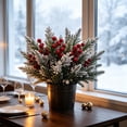 thumbnail image 4 of Christmas Artificial Flower Arrangement, Frosted Cedar Picks with Red Berries for Garden Home Living Room Balcony Decor, 4 of 8