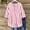 Pink, variant on Womens Summer Stripe Shirts Linen 3/4 Sleeve V Neck Tee Shirts Casual Fashion Top