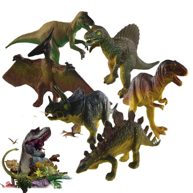 Realistic Dinosaurs Pack of 6 Large Plastic Assorted Dinosaur Figures for Kids