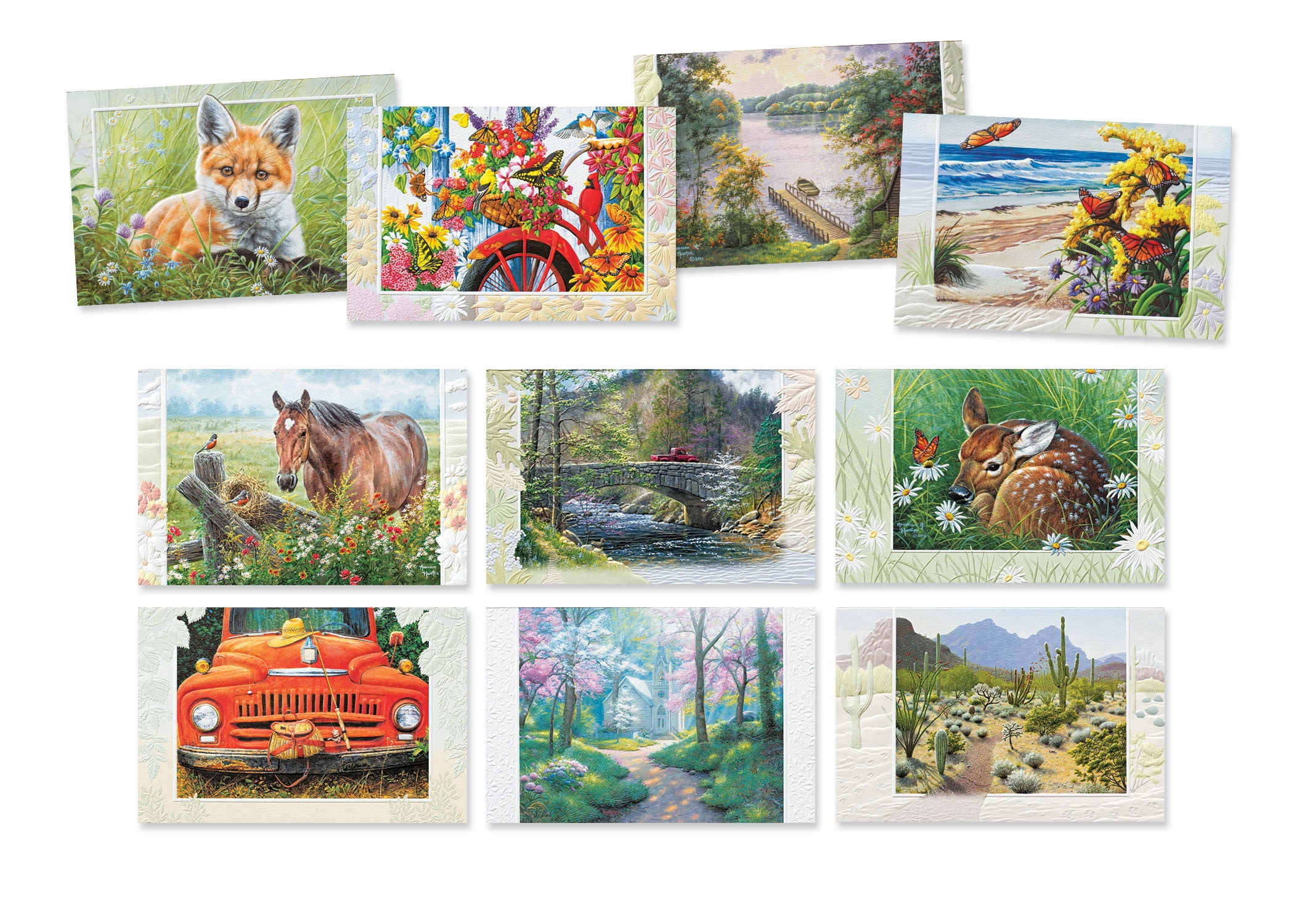 Pumpernickel Press Embossed Greeting Cards Boxed Assortment – Scenic Nature, 36 Count