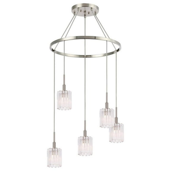 Woodbridge Lighting Candice Frosted Square Metal Chandelier in Satin Nickel
