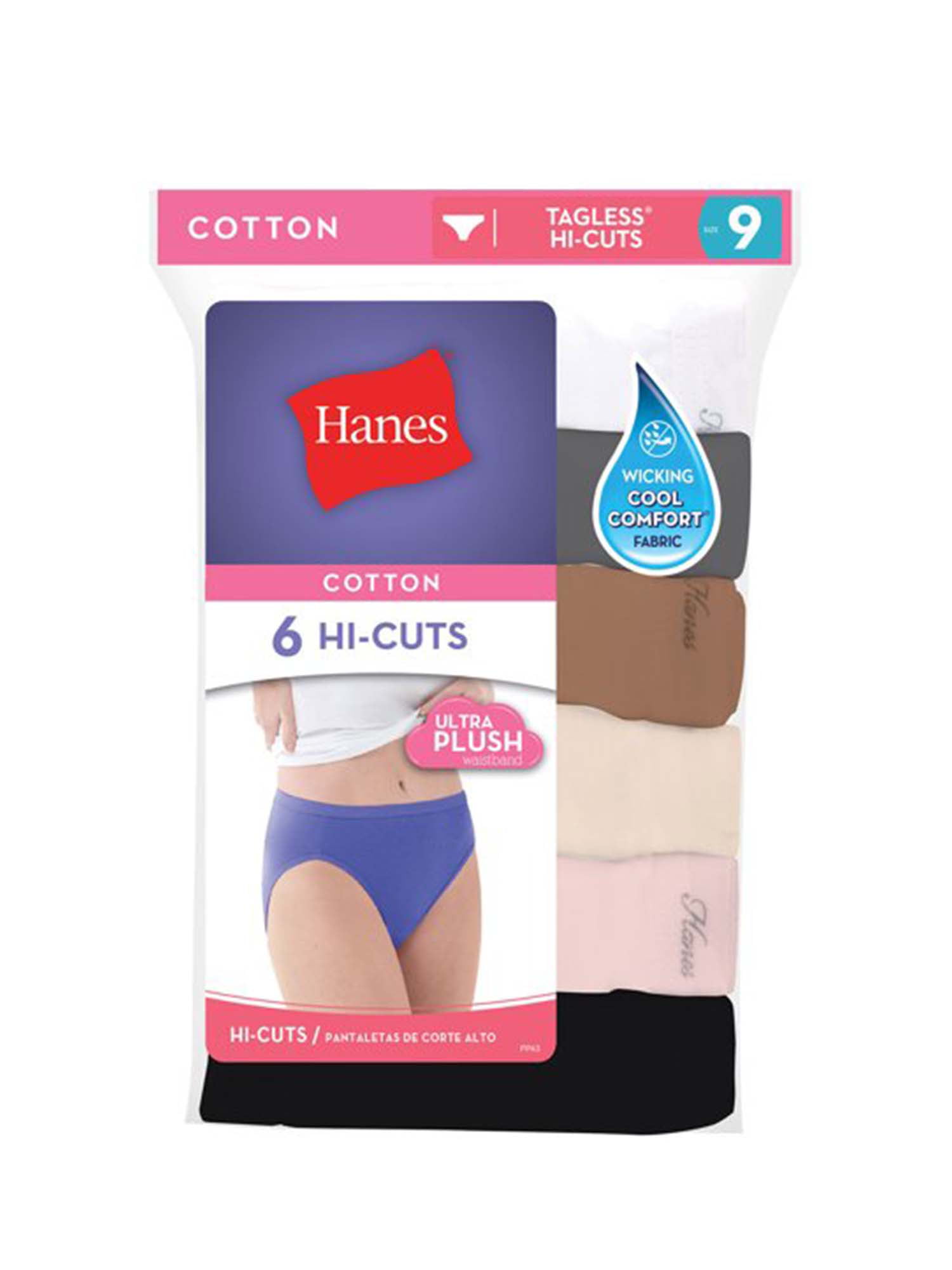Regular & Plus Sizes Hanes Womens Cotton Hi Cut Underwear 