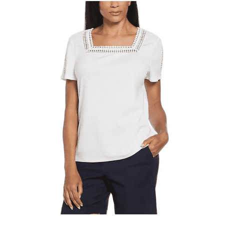 Rafaella Women's Squareneck Top Size M White