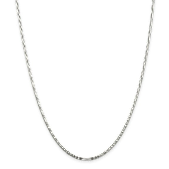 Sterling Silver 2mm Round Snake Chain Necklace - 14.6 Grams - 18 Inch - Lobster Claw