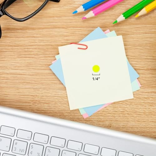 ChromaLabel 1/4 Inch Round Colored Stickers, High Visibility Color Coding Labels, Dot Stickers with Dispenser Box - 1000 Sticky Dots, Fluorescent Yellow Sticker Labels - Pack of 5