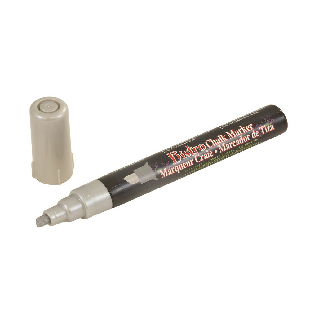 Marvy Uchida Chisel Tip Chalk Markers, Silver Metallic, 2/Pack