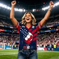 thumbnail image 6 of 2026 New Womens USA Soccer Jersey T-Shirt Printed, United States Jersey Soccer, V Neck Short Sleeve Match Day Sweat Resistant Football Training Shirts for Adult(Dark Blue, S), 6 of 6