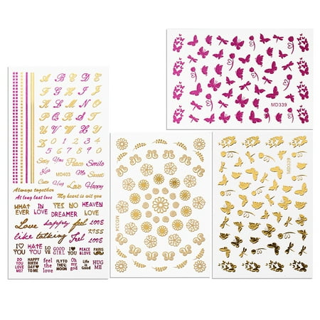Maniology (formerly bmc) By Bundle Monster Pink and Gold Spring Theme Metallic Foil Nail Art Stickers