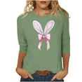 thumbnail image 2 of Fartey Happy Easter Shirts for Women Trendy Cute Bunny Graphic Tees Slim Fit 3/4 Sleeve Crew Neck Tunic Tops Plus Size Spring Summer Holiday T Shirts Mint Green S-5XL, 2 of 6