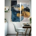 thumbnail image 4 of Abstract Art Sheer Curtains for Living Room Bedroom, Light-filtering Sheer Curtain, Blue Gold Oil Painting Texture Collage Art Rod Pocket Voile Window Treatment Drapes, 52’’Wx63’’L, 2 Panels Set, 4 of 7