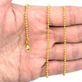 thumbnail image 3 of Nuragold 10k Real Yellow Gold Solid Ball 2mm Moon Diamond Cut Bead Dog Tag Necklace (16"-30") Italian Jewelry for Men & Women, 3 of 7