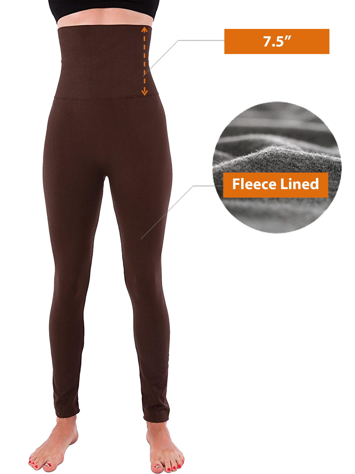 6 Pack High Waist Fleece Lined Tummy Control Full Length Legging