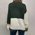 thumbnail image 5 of Sweaters For Women Casual Loose Knit Pullover Top Long Sleeve Crew Neck Color Matching Fall Winter Comfortable Daily Wear Womens Sweaters Green M, 5 of 6