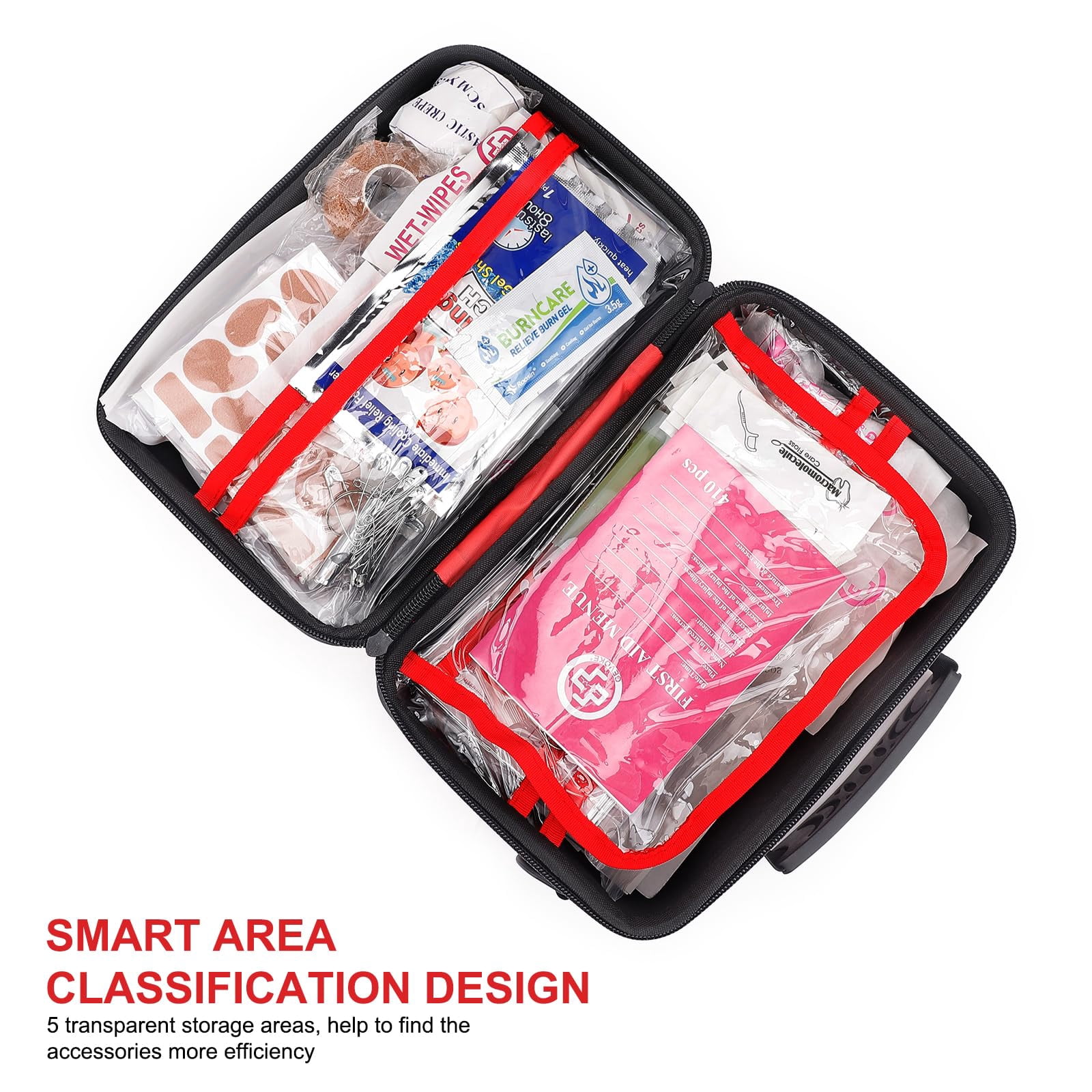410 Piece Waterproof Hard Shell First Aid Kit For Home  Car Travel Camping Truck Hiking Sports Office Vehicle & Outdoor Emergencies - Emergency Kits (red)