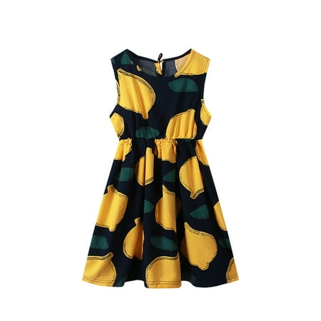 

Wiueurtly Girls Toddler Kids Crew Neck Summer Sleeveless Sundress Casual Beach Floral Prints Party Dress Flower Dresses Girls 4t