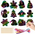 thumbnail image 2 of Adornos colgantes de cartulina para raspar para Navidad para niños, las manualidades navideñas más divertidas para niños, kits de arte para raspar, 2 of 5