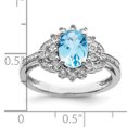 thumbnail image 2 of 925 Sterling Silver Rhodium Diamond and Checker-Cut Light Swiss Blue Topaz Ring, 2 of 2
